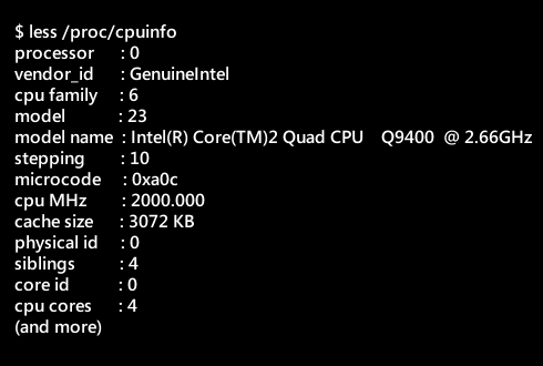Using CPUInfo with less