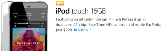 New iPod Touch is $229