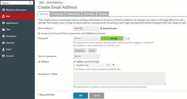 Creating E-mail Account on Plesk Control Panel