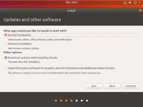 Ubuntu 18.04 Normal Installation
